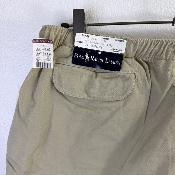 Vtg 80s Polo Ralph Lauren Mens XL Khaki Club Shorts USA Made Elastic Deadstock * - Picture 7 of 11